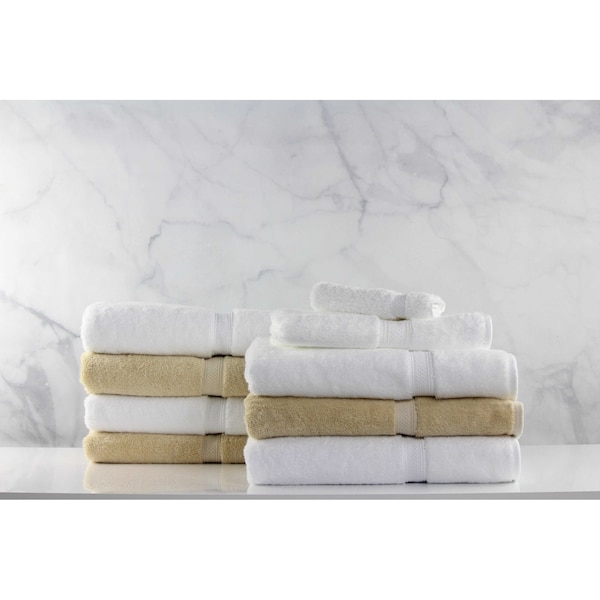 R & R Textile Pima Cotton USA, Dobby Border, Wash Cloth, White 13"x13", PK 12 WWX03125 - main